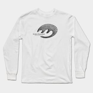 Pangolin with Common and Latin Names - detailed animal drawing Long Sleeve T-Shirt